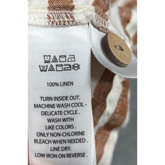 Rachel Zoe Womens Top XL Striped V-Neck Button-Down Top 100% Linen - Picture 5 of 6